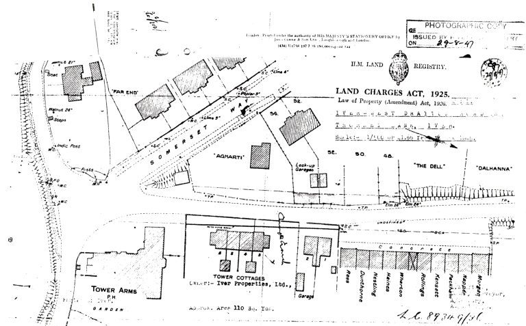 Plan of Thorney Lane Shops and Tower Arms (1925)